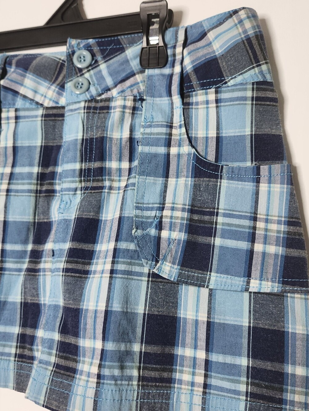 Y2K Blue Plaid Micro Mini Skirt - Picture 3 of 9